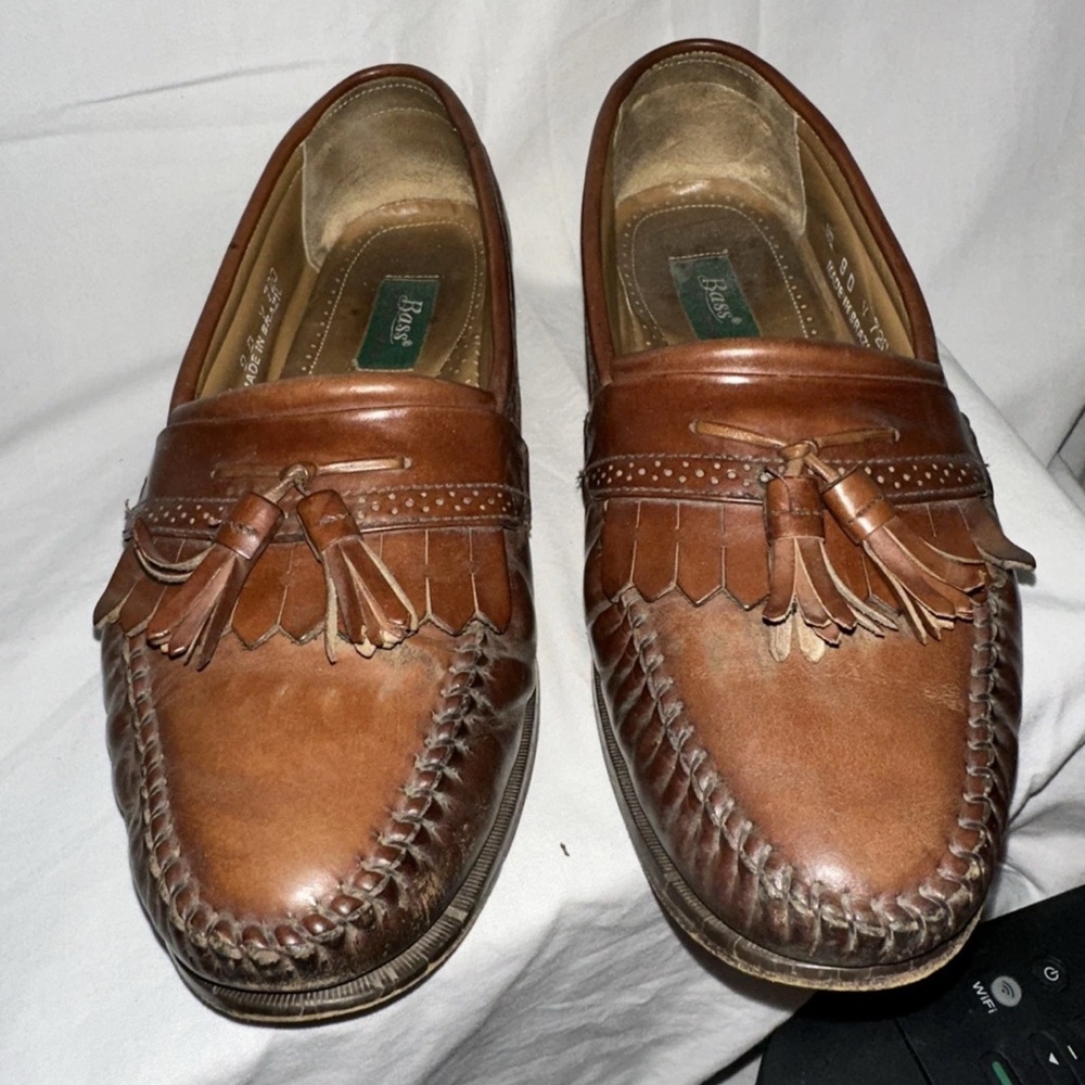 Bass Men's 9 D Brown Leather Kiltie Tassel Loafers